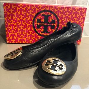 Tory Burch black and gold ballet flat